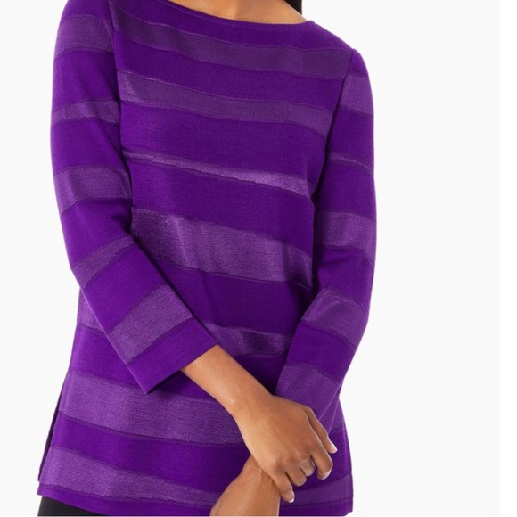 Misook Sweaters - Eggplant Purple Misook Knit Tunic